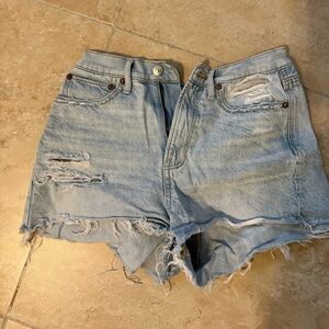 American Eagle Outfitters Blue Jean Shorts Distressed High-Waisted